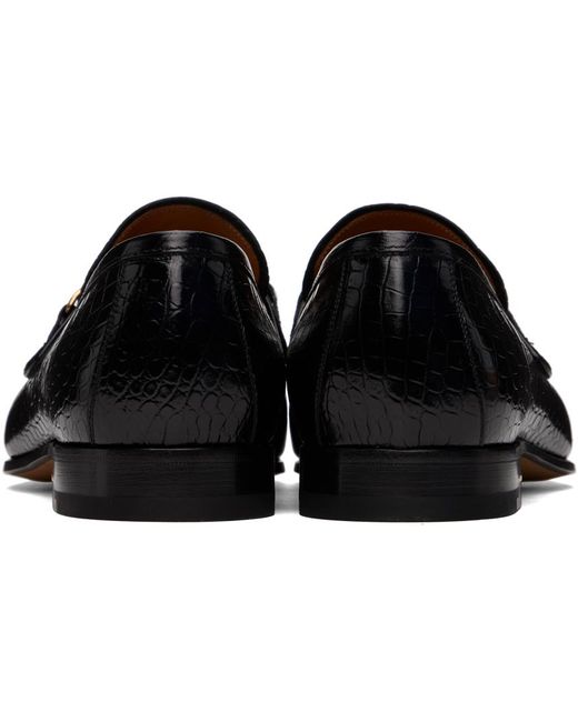 Tom Ford Black Printed Croc Bailey Chain Loafers for men