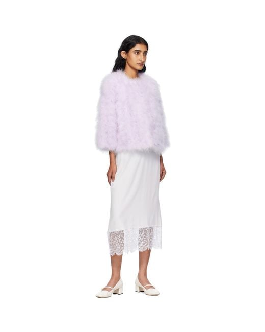 Yves Salomon Purple Short Feather Jacket