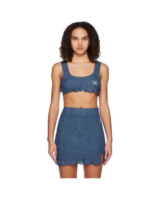 Yuzefi Blue Cropped Tank Top