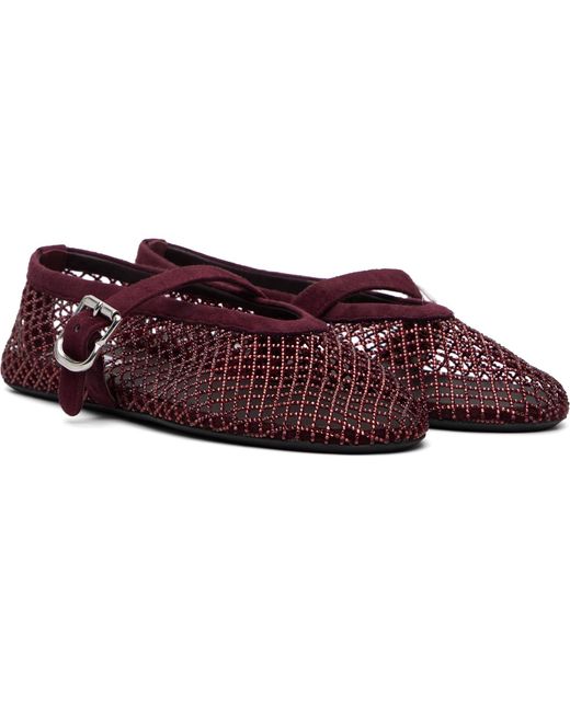 Alaïa Black Burgundy Strass Fishnet Ballerina Flats