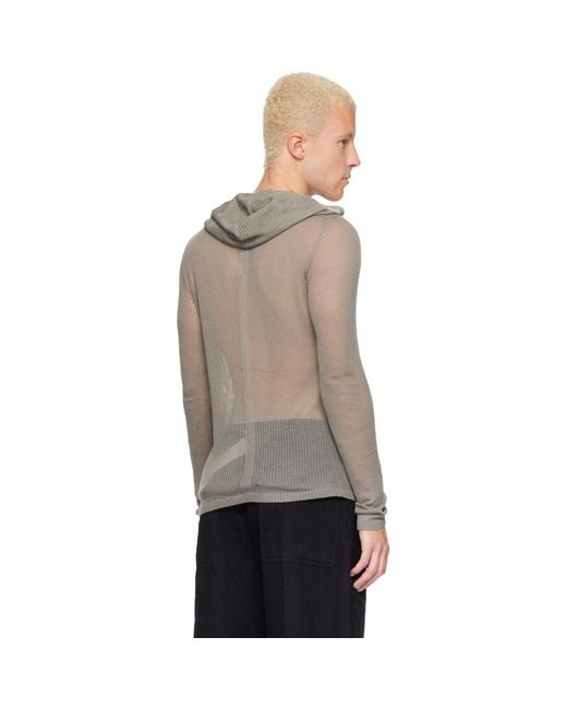 Rick Owens Natural Tower Sheer Hoodie for men