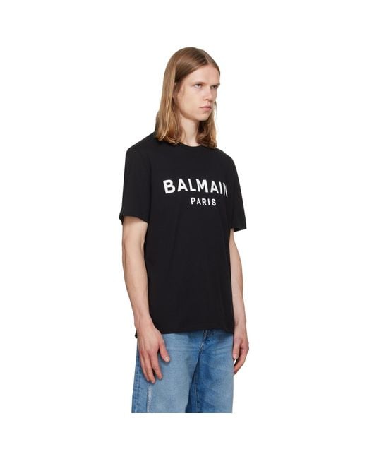 Balmain Black Paris' Print T-Shirt for men