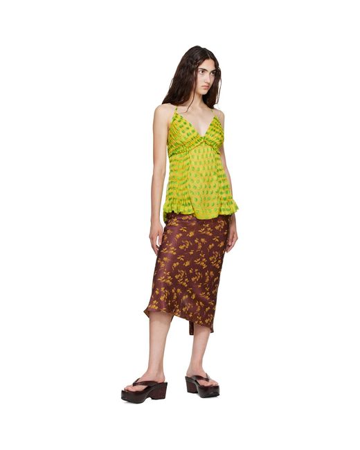Dries Van Noten Brown Floral Midi Skirt