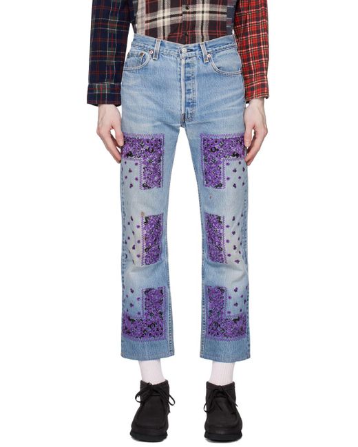 Noma T.D Blue Bandana Embroidery Jeans for men