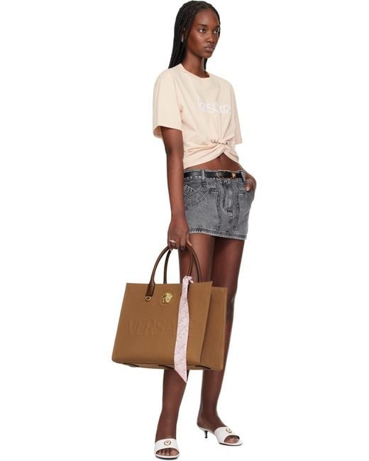 Versace タン ラージ 'La Medusa' キャンバス トートバッグ Brown