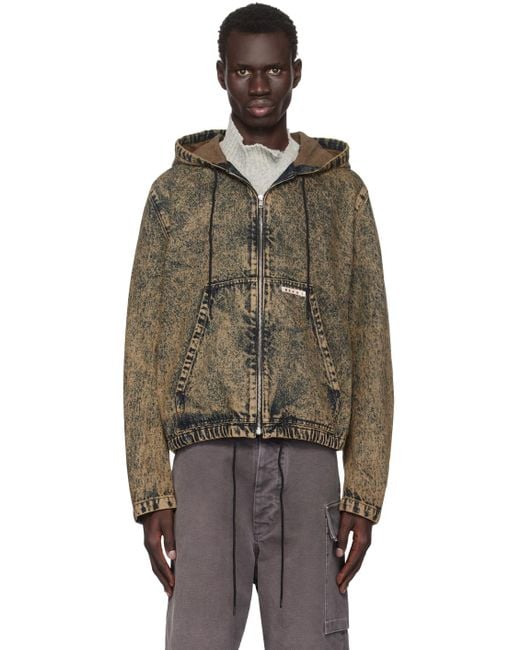 Black hooded denim jacket mens discount