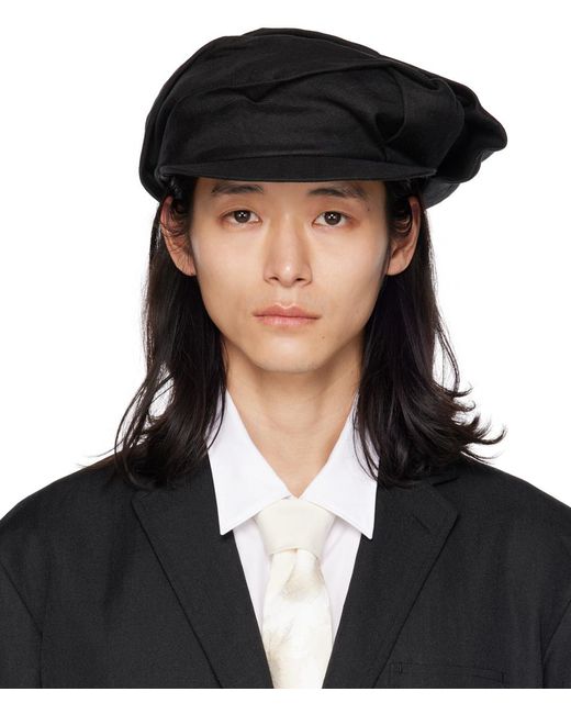 Yohji Yamamoto Black Deformed Clochet Flat Cap for men