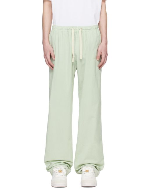 Palm Angels White Green Embroidered Sweatpants for men