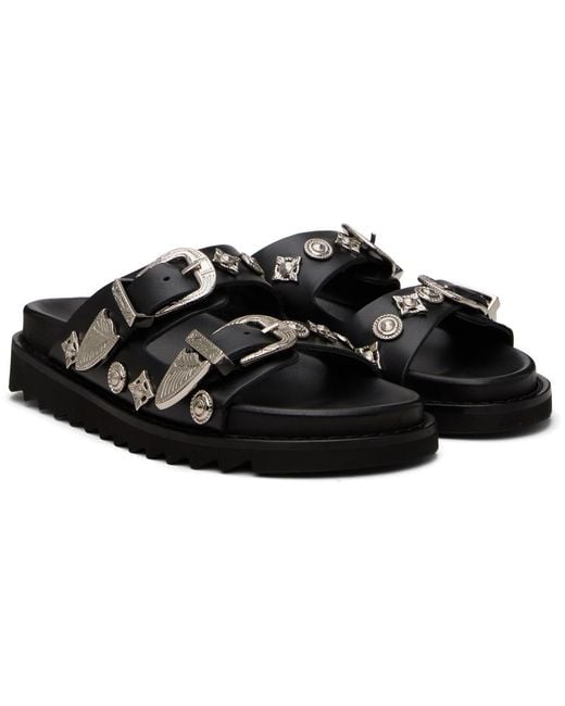 Toga Black Double Buckle Charms Sandals