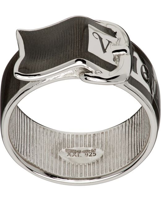 Vivienne Westwood Gray Enamel Belt Ring for men