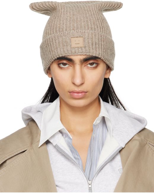 Acne Multicolor Face Logo Square Beanie