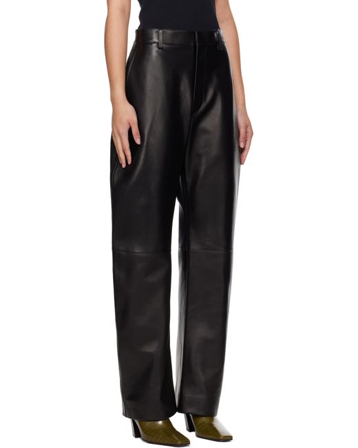 Bottega Veneta Black Rounded Leg Leather Pants