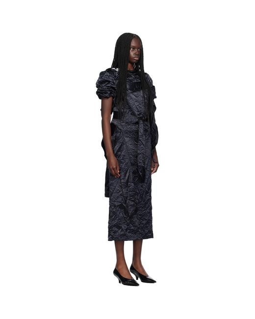 MERYLL ROGGE Black Creased Midi Dress