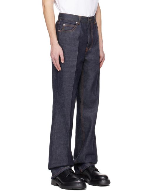 Ferragamo Blue Indigo Five-pocket Jeans for men