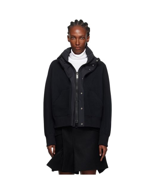 Sacai Black Sponge Sweat X Grosgrain Hoodie