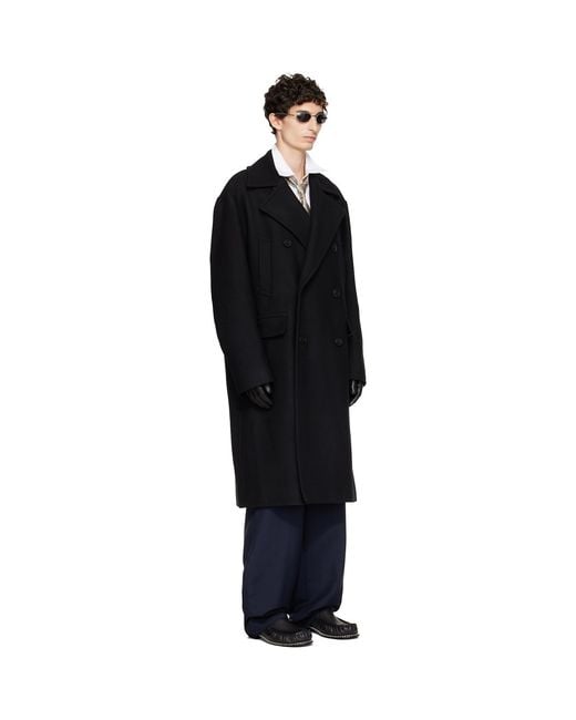 Dries Van Noten Black Wool Caban Coat for men