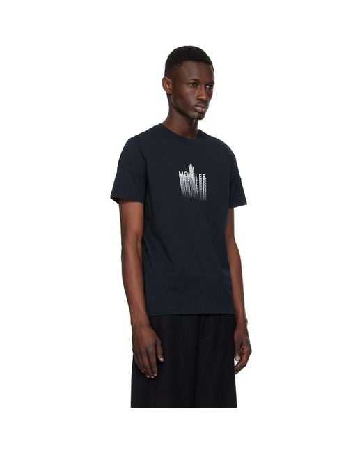 Moncler Black Faded Logo Cotton T-Shirt for men