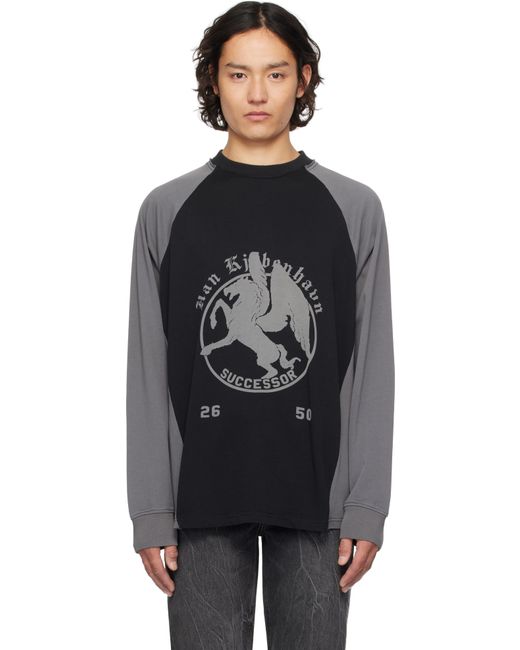 メンズ Han Kjobenhavn ブラック 'Successor' プリント 長袖Tシャツ Black