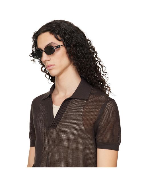 Versace Black Gunmetal Logo Plaque Sunglasses for men