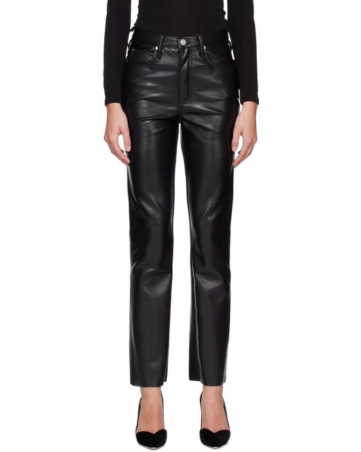 FRAME Black 'le High 'n' Tight' Leather Pants