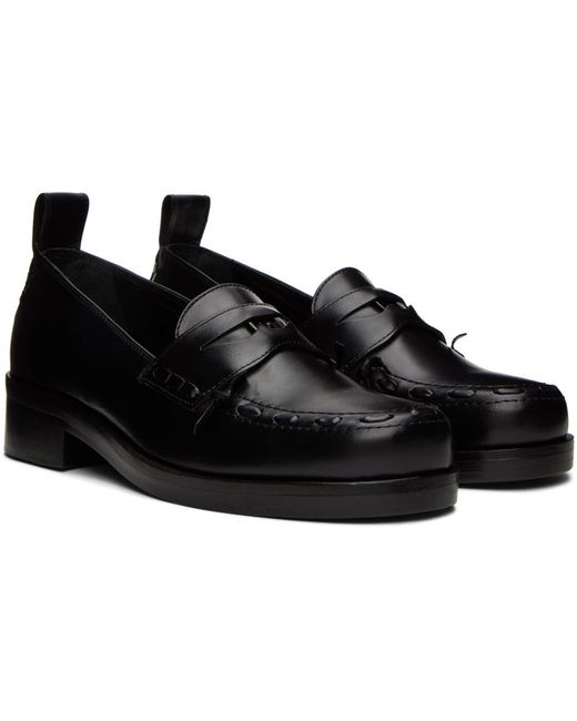 STEFAN COOKE Black Leather Loafers for men