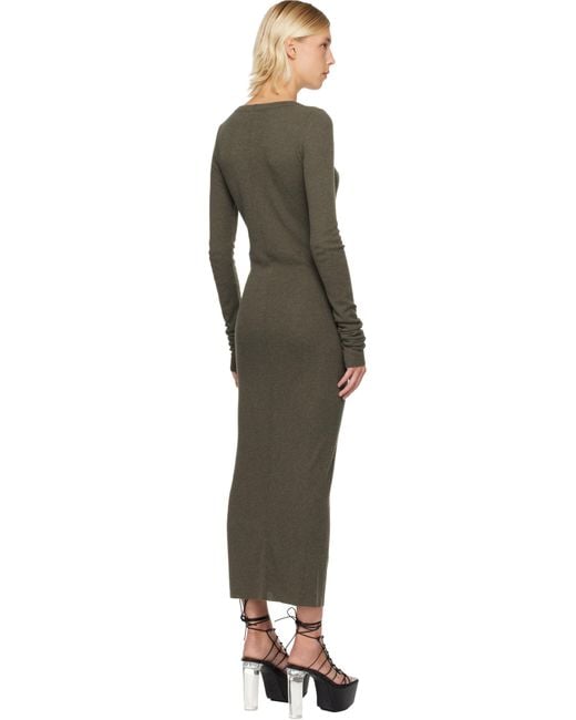 Rick Owens カーキ Concordians Rib Ls ミディアムワンピース Black