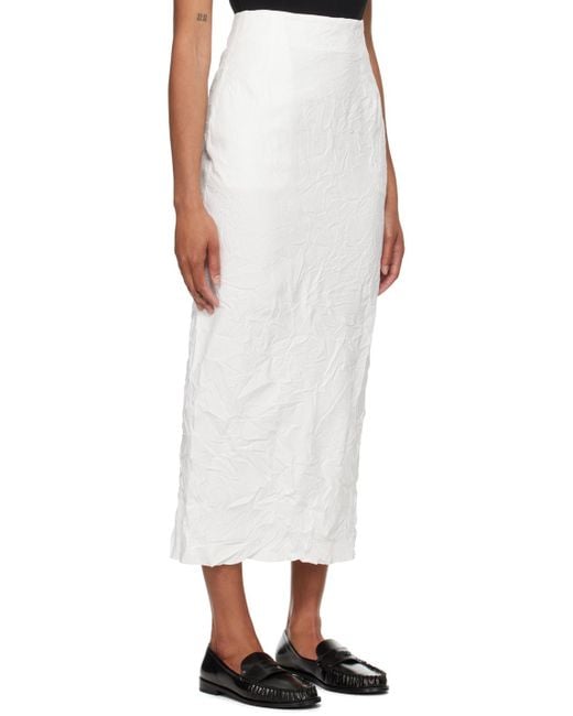 Auralee White Wrinkled Maxi Skirt