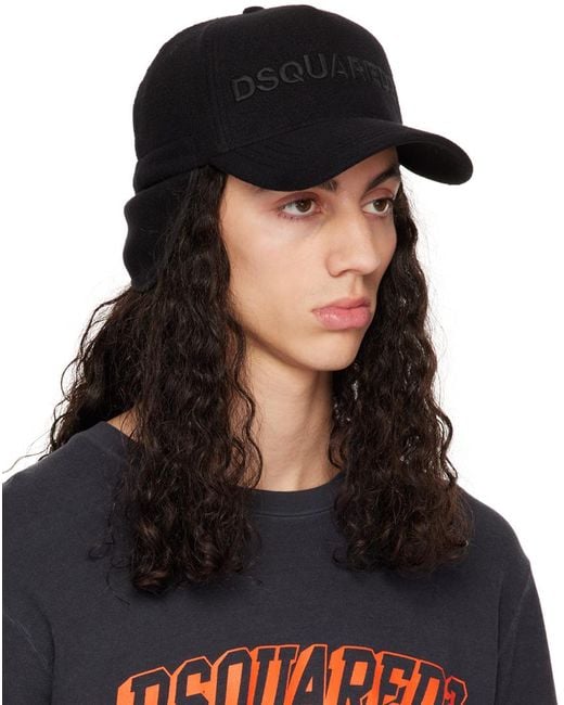 DSquared² Black Dsqua2 Patch Baseball Cap for men