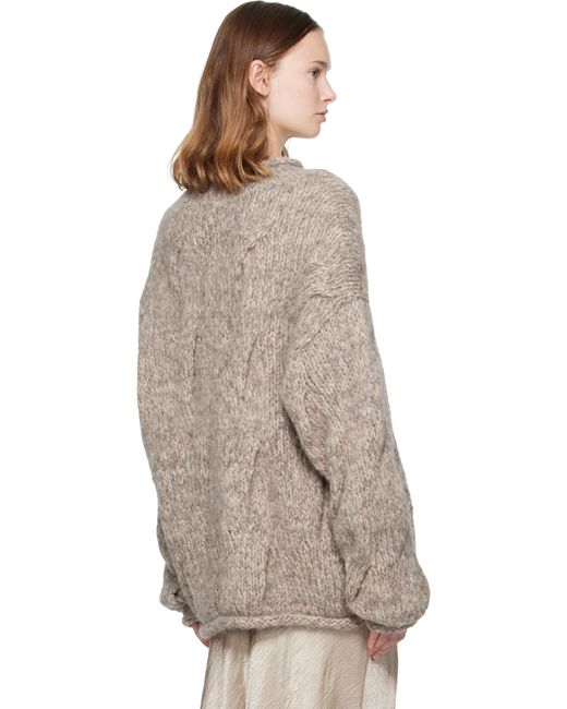 Lauren Manoogian Brown Handknit Cable Rollneck Sweater