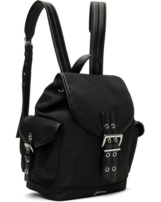Ganni Black Small Bucky Nylon Backpack