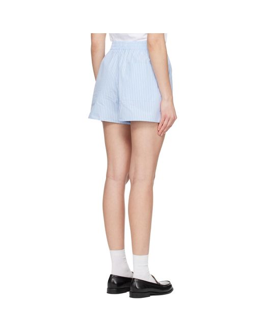 AMI Blue Cotton Elasticated Shorts