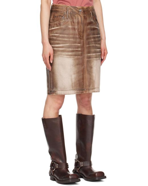 Acne Natural Printed Miniskirt
