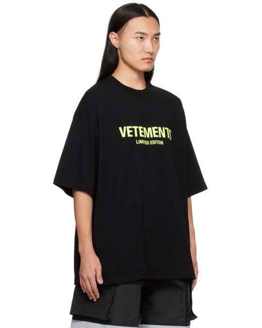 Vetements Black 'limited Edition' T-shirt for men