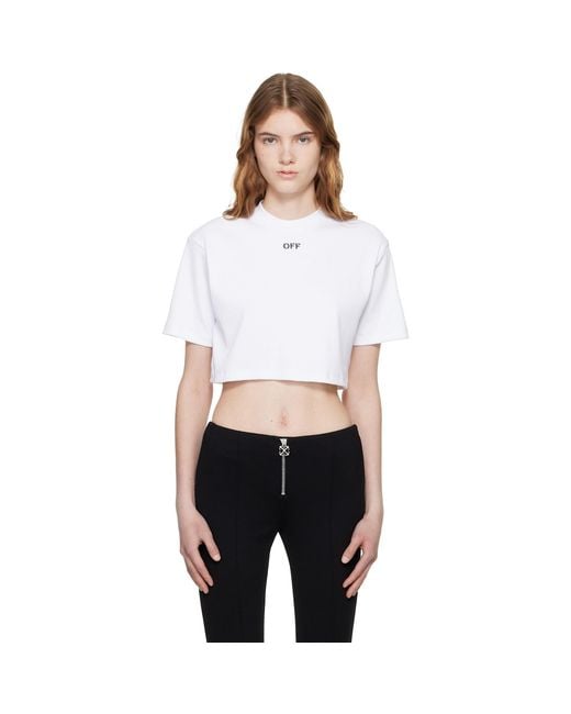 Off-White c/o Virgil Abloh Black 'Off' Stamp Rib Cropped T-Shirt
