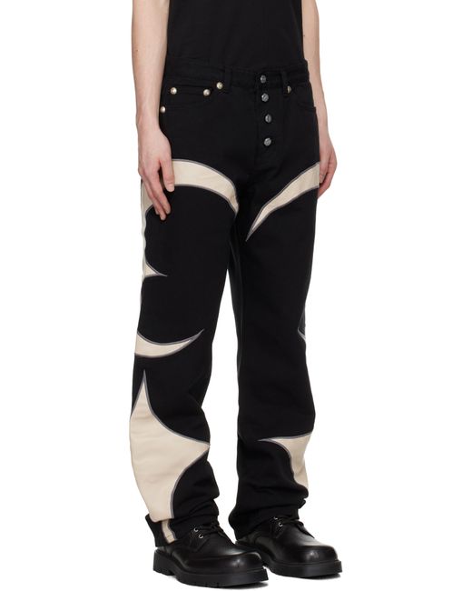 メンズ THUG CLUB ブラック＆ホワイト Tc Leather デニム ジーンズ Black