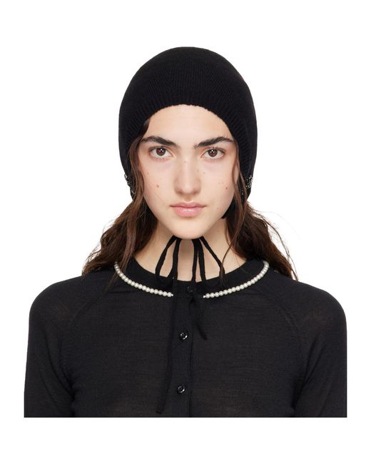 Simone Rocha Black Cashmere Bonnet