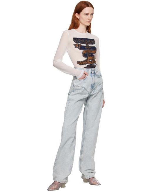Y. Project White Ssense Exclusive Blue Jeans