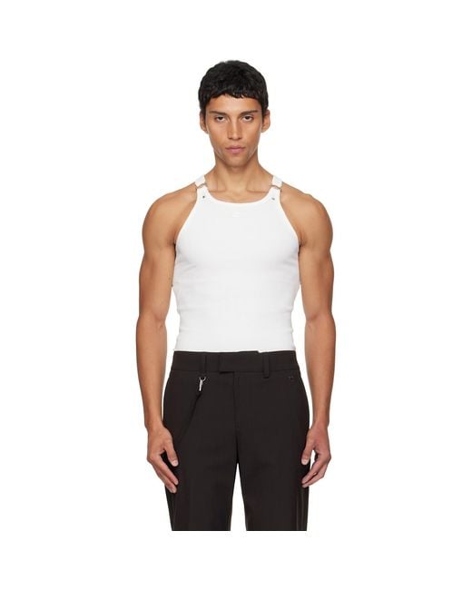 Courreges White Buckle 90's Rib Tank Top for men