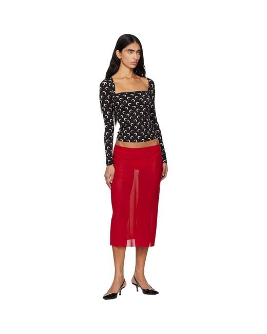 MARINE SERRE Red Moon Printed Square Neck T-Shirt