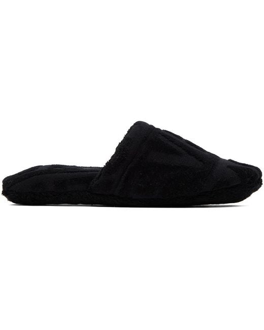 Versace Black Allover Towel Slippers for men