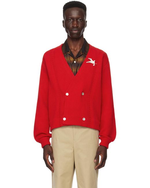 Bode Red Double-breasted Cardigan for men