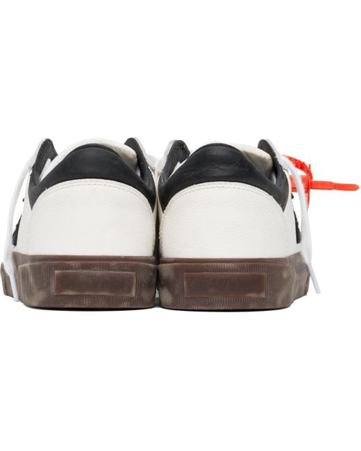メンズ Off-White c/o Virgil Abloh ホワイト＆ブラック New Low Vulcanized レザースニーカー Black