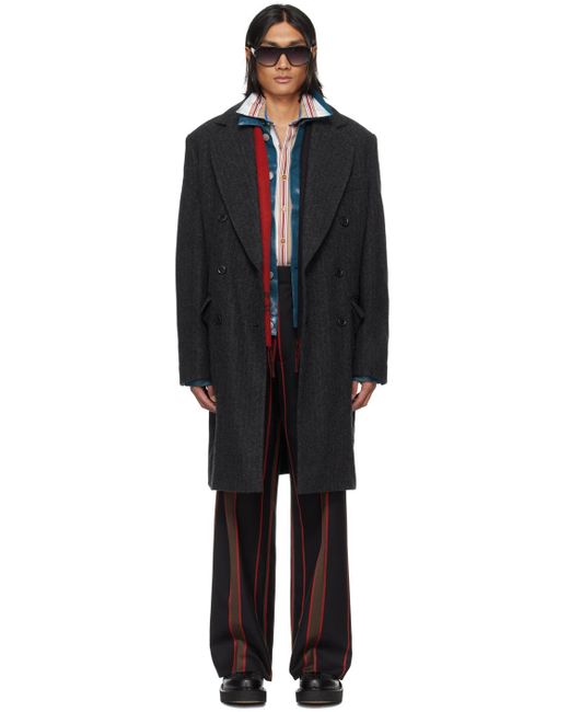 メンズ Vivienne Westwood グレー リサイクルウール コート Black