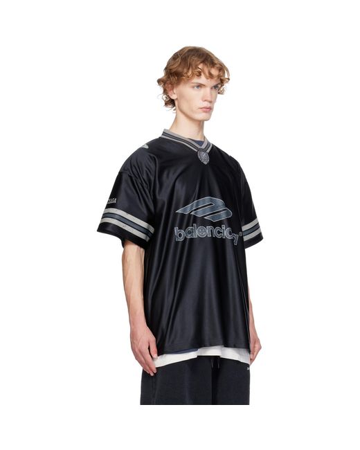 Balenciaga Black 3B Football V-Neck Oversized Jersey for men