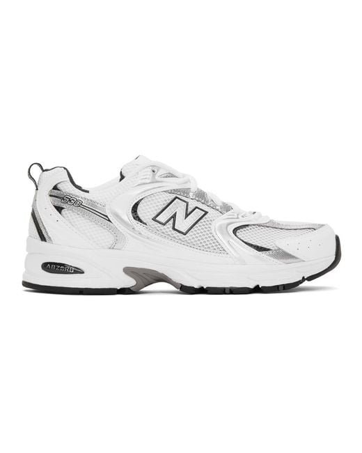 New Balance White And Silver 530 Sneakers for men