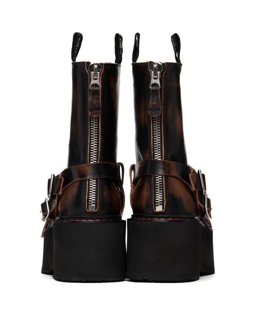 R13 Black Strapped Double Stack Boots