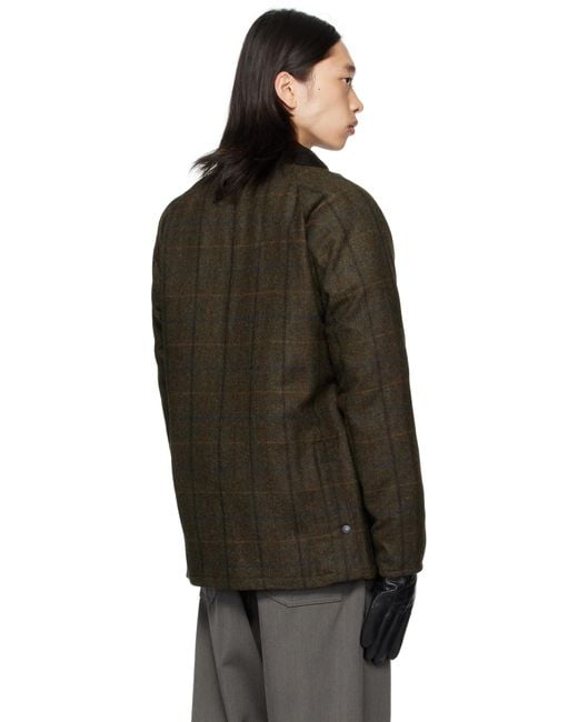 Barbour Black Khaki Bedale Check Wool Jacket for men