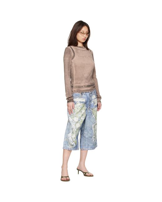 Acne Multicolor Trompe-L'Oeil Denim Shorts