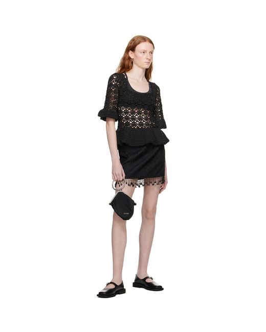Ganni Black Metallic Blouse