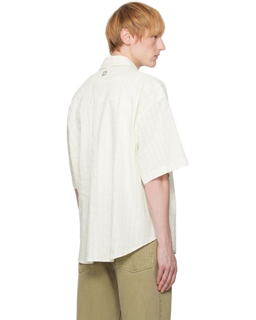 メンズ Wooyoungmi オフホワイト ストライプ 半袖シャツ White